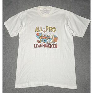 Vtg Center Star‎ Football All Pro Lean Backer Humor T Shirt Mens L Single Stitch